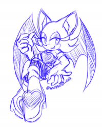 Size: 1890x2379 | Tagged: safe, artist:k3llywolfarts, rouge the bat, 2025, lidded eyes, line art, looking at viewer, monochrome, signature, simple background, sketch, smile, solo, white background