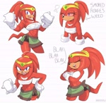 Size: 4096x3996 | Tagged: safe, artist:nikkikaji, knuckles the echidna, gender swap, high, simple background, solo