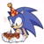 Size: 1098x1098 | Tagged: safe, artist:tenderandmilder, sonic the hedgehog, 2025, birthday, birthday hat, candle, chili dog, clenched teeth, fire, food, hat, holding something, looking at something, simple background, smile, solo, white background