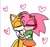 Size: 323x303 | Tagged: safe, artist:themimicartist27, amy rose, miles "tails" prower, 2025, amy x tails, amy's classic dress, classic amy, duo, eyes closed, flat colors, heart, holding each other, kiss, shipping, simple background, standing, straight, white background