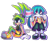Size: 1600x1400 | Tagged: safe, artist:sonicpridecorner, kit the fennec, surge the tenrec, clothes, dress, duo, eye clipping through hair, eyelashes, female, flag, frown, holding something, looking at viewer, male, outline, pride, pride flag, shorts, signature, simple background, smile, trans boy surge, trans female, trans girl kit, trans male, transfem pride, transfeminine, transgender, transmasc pride, transmasculine, transparent background