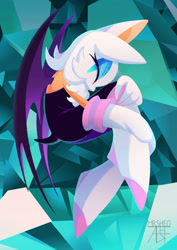 Size: 1454x2048 | Tagged: safe, artist:mrsheo, rouge the bat, bat, 2025, abstract background, female, lineless, signature, solo
