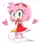 Size: 1854x2046 | Tagged: safe, artist:4622j, amy rose, hedgehog, amybetes, clothes, cute, dress, female, happy, headband, heart, looking at viewer, looking back, looking back at viewer, mouth open, open smile, simple background, smile, smiling at viewer, solo, white background