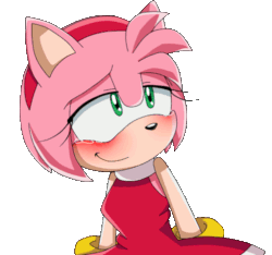Size: 498x466 | Tagged: artist needed, safe, amy rose, hedgehog, animated, blinking, blushing, crying, female, solo, tears, tears of happiness, transparent background