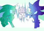 Size: 2048x1447 | Tagged: safe, artist:shardkn1ght, shadow the hedgehog, sonic the hedgehog, 2025, duo, flower, flower bouquet, gay, mlm pride, monochrome, offering flower, shadow x sonic, shipping, standing, top surgery scars, trans male, transgender