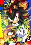 Size: 1748x2480 | Tagged: safe, artist:slliphylla, shadow the hedgehog, abstract background, chaos emerald, solo