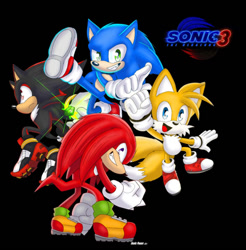 Size: 887x901 | Tagged: safe, artist:nonicpower, knuckles the echidna, miles "tails" prower, shadow the hedgehog, sonic the hedgehog