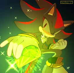 Size: 2092x2047 | Tagged: safe, artist:nuinu_17, shadow the hedgehog, hedgehog, chaos emerald, male, solo