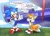 Size: 2024x1465 | Tagged: safe, artist:melodyclerenes, miles "tails" prower, sonic the hedgehog, abstract background, duo, scene interpretation, sonic x