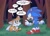 Size: 2024x1465 | Tagged: safe, artist:melodyclerenes, miles "tails" prower, sonic the hedgehog, fox, hedgehog, adventures of sonic the hedgehog, baby, dialogue, duo, english text, male, scene interpretation, younger