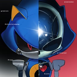 Size: 2048x2048 | Tagged: safe, artist:0ni91ri, metal sonic, 2025, english text, heart, looking at viewer, robot, solo