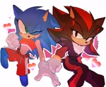 Size: 2048x1691 | Tagged: safe, artist:deadvpoo, shadow the hedgehog, sonic the hedgehog, 2025, duo, frown, heart, lesbian, lesbian pride, pride, r63 shipping, shadow x sonic, shipping, smile