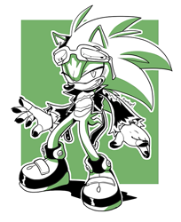 Size: 643x788 | Tagged: safe, artist:scourgefrontier, scourge the hedgehog, hedgehog, fingerless gloves, glasses, glasses on head, jacket, male, shoes, solo