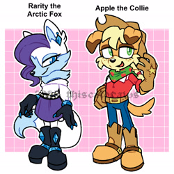 Size: 2048x2048 | Tagged: safe, artist:thiscatdraws, applejack, mobianified, my little pony, rarity
