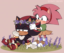 Size: 1991x1661 | Tagged: safe, artist:scruffiberri, amy rose, shadow the hedgehog, classic amy
