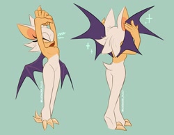 Size: 1800x1400 | Tagged: suggestive, artist:luciacas_tillo, rouge the bat, featureless breasts, featureless crotch, nudity