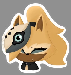 Size: 640x680 | Tagged: safe, artist:featherbreeze1, whisper the wolf, 2025, bust, eyes closed, frown, grey background, one fang, outline, simple background, solo