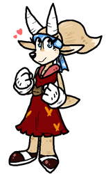 Size: 380x620 | Tagged: safe, artist:bahamutgreen, lady goat, 2019, clenched fists, cute, eye clipping through clothes, heart, looking at viewer, simple background, smile, solo, sonic boom (tv), standing, white background