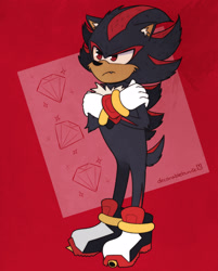 Size: 2048x2551 | Tagged: safe, artist:decorablebunnie, shadow the hedgehog, arms folded, chaos emerald, solo