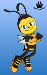 Size: 3000x4800 | Tagged: safe, artist:thewerewolven, bee, 2024, barely sonic related, barry b benson, bee movie, crossover, gradient background, mobianified, solo
