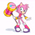 Size: 3000x3000 | Tagged: safe, artist:cartoonicus, amy rose, hedgehog, cute, hammer, outfit swap, piko piko hammer, redesign, simple background, solo, white background