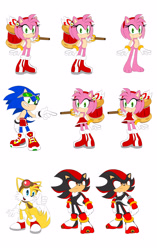 Size: 2400x3812 | Tagged: safe, amy rose, miles "tails" prower, shadow the hedgehog, sonic the hedgehog, fox, hedgehog, sonic adventure 2, animals, animals don't wear clothes, anthro, anthrosdon'tneedclothes, character design, clothes, cute, dressed like the guys, half dressed cartoon animal, naked, outfit swap, piko piko hammer, redesign, sonic 3, sonic 3 movie, sonic and amy, sonic boom, tails the fox, unclothed, unclothed amy