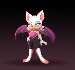 Size: 1280x1185 | Tagged: safe, artist:k9wolf, rouge the bat, 2022, fangs, gradient background, lidded eyes, looking at viewer, movie style, smile, solo, standing