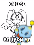 Size: 1536x2048 | Tagged: safe, artist:yourfriendbrain, cheese (chao), cream the rabbit, chao, 2025, duo, english text, frown, line art, meme, neutral chao, simple background, white background, woe