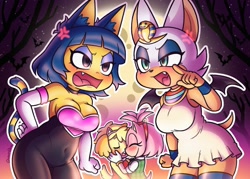 Size: 2800x2000 | Tagged: safe, artist:queueqew, amy rose, rouge the bat, animal crossing, ankha, isabelle, outift swap