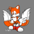 Size: 2048x2048 | Tagged: safe, artist:tailamyfan009, miles "tails" prower, fox, 2025, alternate version, classic tails, grey background, looking at viewer, male, orange fur, pointing, pointing at viewer, redraw, signature, simple background, smile, solo, uekawa style