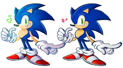 Size: 5757x3234 | Tagged: safe, artist:mercadex_8, sonic the hedgehog, 2025, duality, heart, looking at viewer, simple background, smile, solo, standing, star (symbol), white background