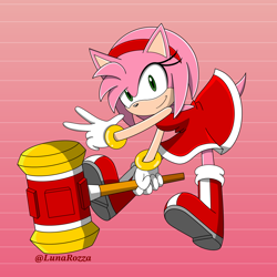 Size: 1500x1500 | Tagged: safe, artist:lunarozza, amy rose, piko piko hammer
