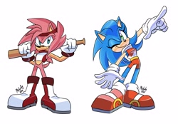Size: 3323x2309 | Tagged: safe, artist:melodyclerenes, amy rose, sonic the hedgehog, gender swap