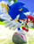 Size: 3840x4920 | Tagged: safe, artist:gameguybenn, artist:hunicrio, artist:sasuke-bby, artist:sonicfanpepakura, knuckles the echidna, miles "tails" prower, sonic the hedgehog, sonic heroes, 2024, 3d, abstract background, clouds, daytime, grass, looking ahead, looking offscreen, outdoors, redraw, running, sand, seaside hill, team sonic, treads, trio
