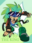 Size: 540x720 | Tagged: safe, ai art, artist:lili-divine-artist, scourge the hedgehog, hedgehog, fingerless gloves, glasses, jacket, male, shoes, solo, sunglasses