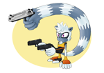 Size: 2480x1754 | Tagged: safe, artist:petr0000001, tangle the lemur, lemur, female, gun, pistol, solo