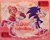 Size: 2048x1647 | Tagged: safe, artist:vesperiian, amy rose, sonic the hedgehog, hedgehog, amy x sonic, barcode, blushing, bouquet, couple, duo, female, flower, male, one eye closed, paper, rose, shipping, straight, ticket, valentine's day