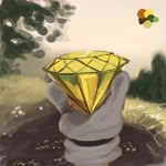 Size: 2500x2500 | Tagged: safe, artist:lemonade-pop, miles "tails" prower, chaos emerald, holding something, leaves, scenery, solo