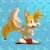 Size: 1983x1983 | Tagged: safe, artist:lemonade-pop, miles "tails" prower, fox, abstract background, banana, fruit, fusion, hands on hips, male, open mouth, solo