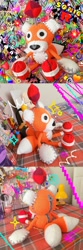 Size: 1500x4500 | Tagged: safe, artist:kiwiasli, tails doll, sonic r, collage, defictionalization, handmade, heart, hearts, irl, kidcore, photo, rainbow, solo, stuffed animal
