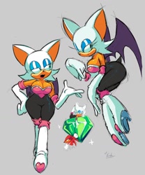 Size: 1164x1397 | Tagged: safe, artist:fishen_, knuckles the echidna, rouge the bat, master emerald