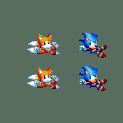 Size: 300x300 | Tagged: safe, artist:doa687, miles "tails" prower, sonic the hedgehog, sonic mania, 2018, animated, classic sonic, classic tails, duo, gif, green background, pixel art, simple background, spinning, sprite