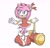 Size: 2048x1980 | Tagged: safe, artist:chelsiegeorgia, amy rose, sonic adventure, 2022, holding something, looking offscreen, piko piko hammer, signature, simple background, smile, solo, standing, warrior feather, white background