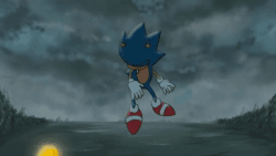 Size: 1280x720 | Tagged: safe, artist:ricecaqes, sonic the hedgehog, super sonic, 2025, abstract background, alternate version, animated, chaos emerald, clenched fists, flying, frown, mid-air, no sound, solo, super form, super transformation, webm
