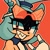 Size: 1750x1750 | Tagged: safe, artist:aferalsunflower, surge the tenrec, 2025, devil horns (gesture), icon, looking at viewer, orange background, outline, pop art style, riders outfit, simple background, smile, solo, style emulation