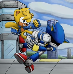 Size: 888x900 | Tagged: safe, artist:frostlightningx, metal sonic, ray the flying squirrel