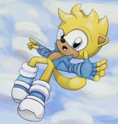 Size: 870x918 | Tagged: safe, artist:frostlightningx, ray the flying squirrel, squirrel, blue eyes, fingerless gloves, jacket, male, shoes, socks, yellow fur