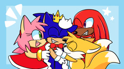 Size: 1800x1001 | Tagged: dnp, safe, artist:sonknuxadow, amy rose, knuckles the echidna, miles "tails" prower, sonic the hedgehog