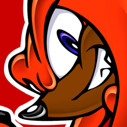 Size: 700x700 | Tagged: safe, artist:blackeditsgalore, artist:yuji uekawa, editor:blackeditsgalore, knuckles the echidna, 2023, alternate version, edit, icon, looking at viewer, outline, red background, simple background, smile, solo, uekawa style