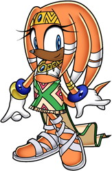 Size: 682x1049 | Tagged: safe, artist:blackeditsgalore, artist:yuji uekawa, editor:blackeditsgalore, tikal, 2025, edit, looking at viewer, simple background, smile, solo, standing, transparent background, uekawa style